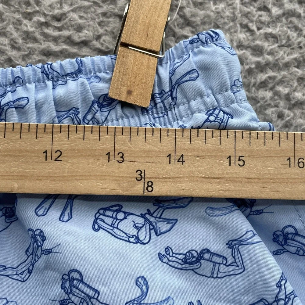 Happy Hour Swim Shorts Men Large Blue Scuba Diver Board Trunks Beach Preppy Surf